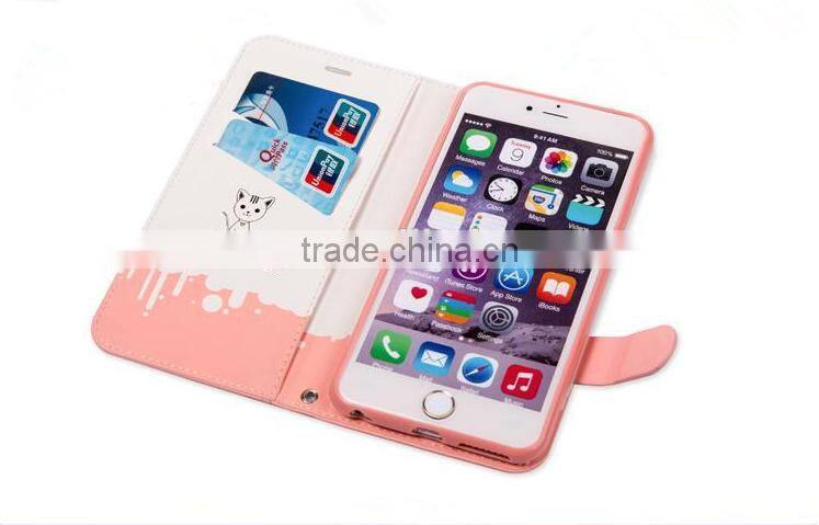 Lovely Cats Pattern Mobile Phone Case Flip Wallet Phone Case For iPhone 6