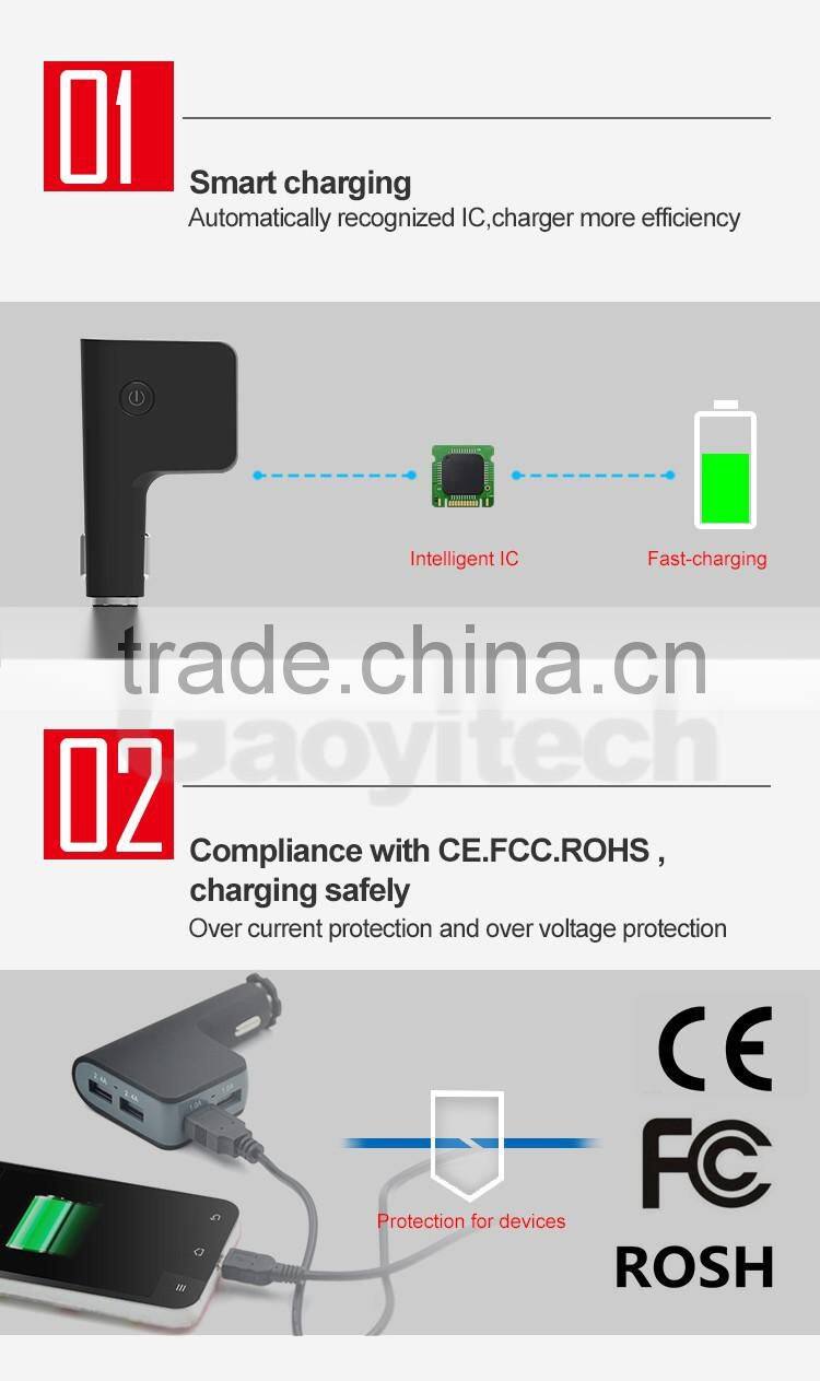 2016 universal 4 USB car charger for mobile and tablet devices car USB smart IC charger car cellphone accessories