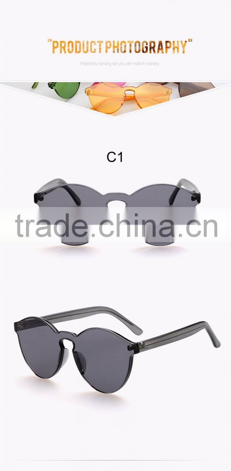 2016 Wholesale Rimless Sunglasses Women Brand Designer Cat Eye Shades Round Sun glasses Eyewear Integrated Lens UV400 CC0566