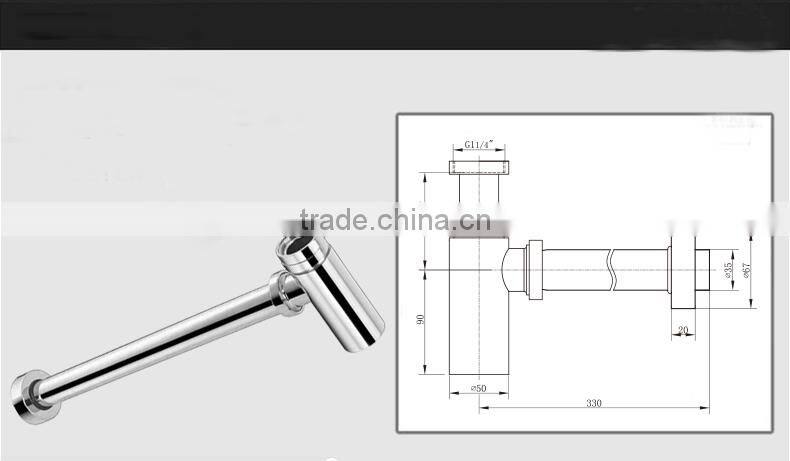 Small modern brass bottle trap with wall extension SL6707(05)