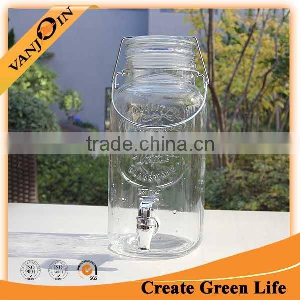 Beverage Dispenser 4L Glass Mason Jar with Tap