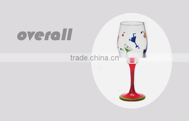 wholesale gift colored stem wine glass/ hand painted wine glass