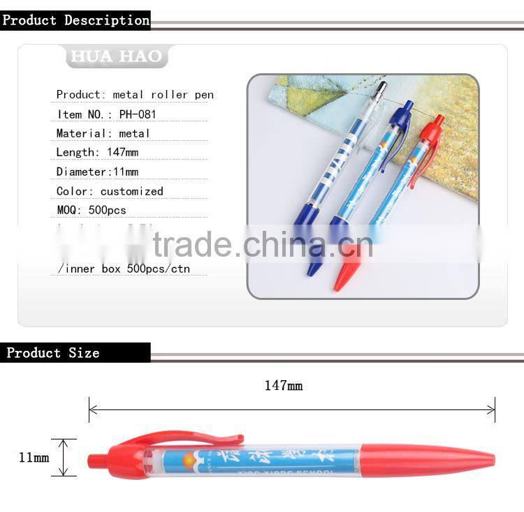 Plastic promotional retractable banner pen pull out banner pen