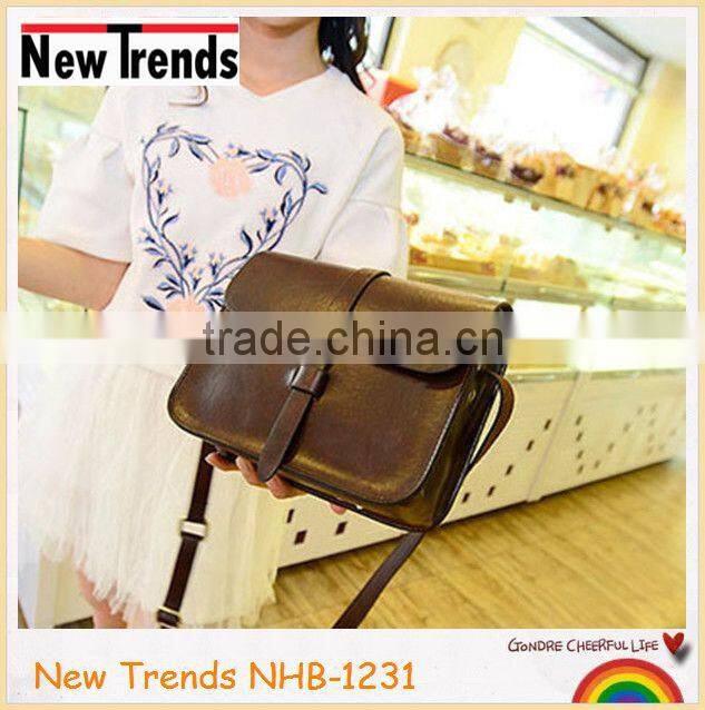 Chocolate colors plain PU simple ladies shoulder bags