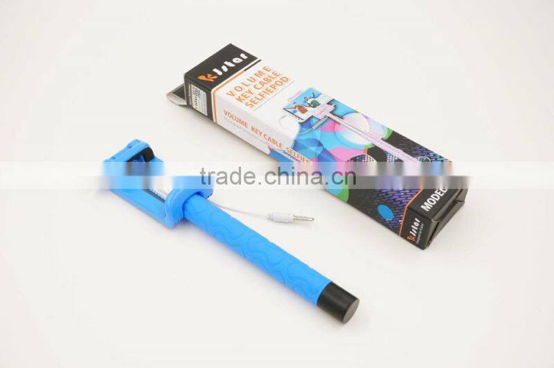 Wired Selfie Stick Handheld Monopod Built-in Shutter Extendable Mount Holder For iPhone