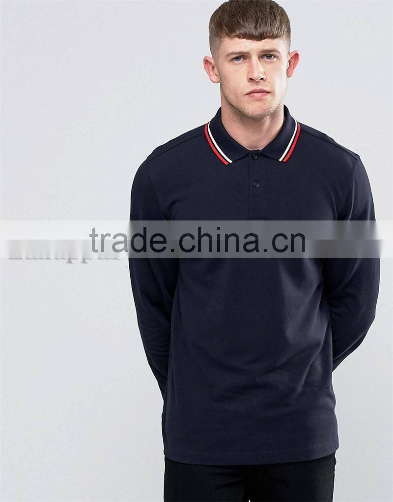 2016 New Pique Polo Shirt With Long Sleeves