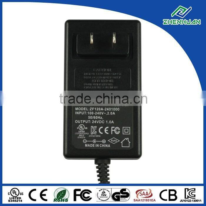 Wall plug DC output power supply 24V set top box power adapter 24V 1A