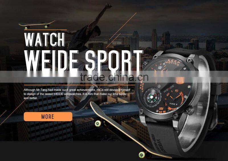 WEIDE watch men 2016 new arrival quartz watch mens leather watch strap analog with flash display watch