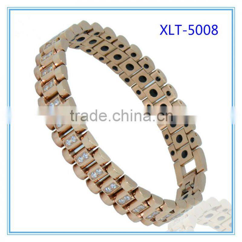 hot sale men's 4 in 1 bio energy elements magnetic bracelet, titanium health care bracelet