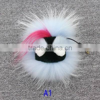 China Wholesale OEM Custom Leather Raccoon Fur Monster Fur Keychain