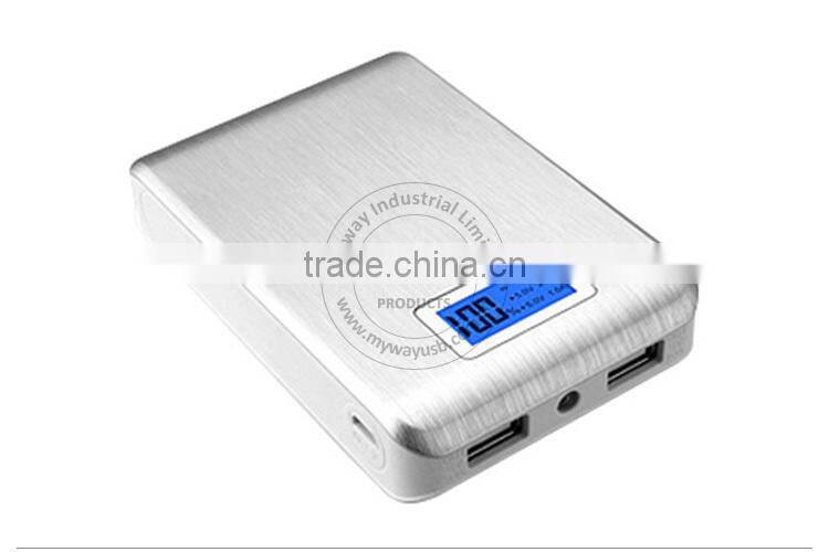 alibaba gold supply LED portable battery charger cell phone charger power bank with dual output