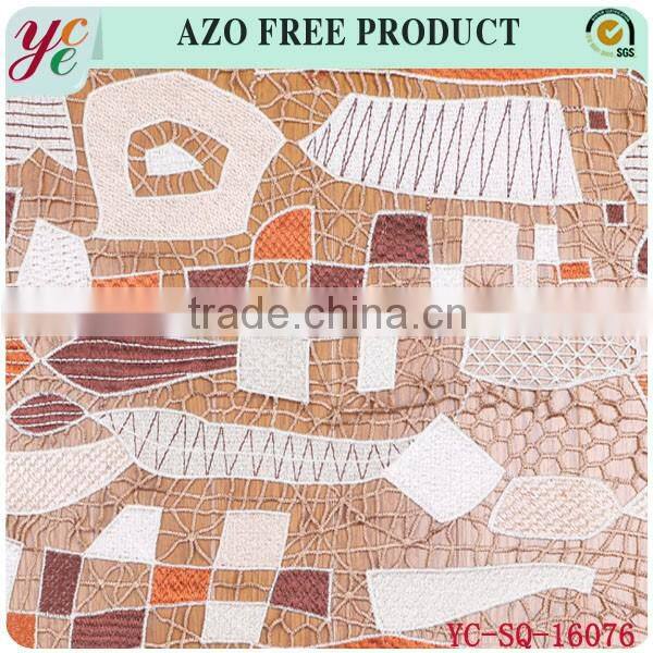 Irregular color block pattern hollow woven design water soluble fabric embroidery for woman