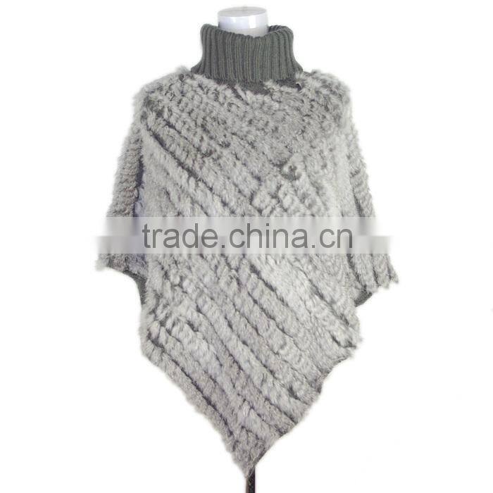 Rabbit fur cape knitted triangle fur cape,KZ14087