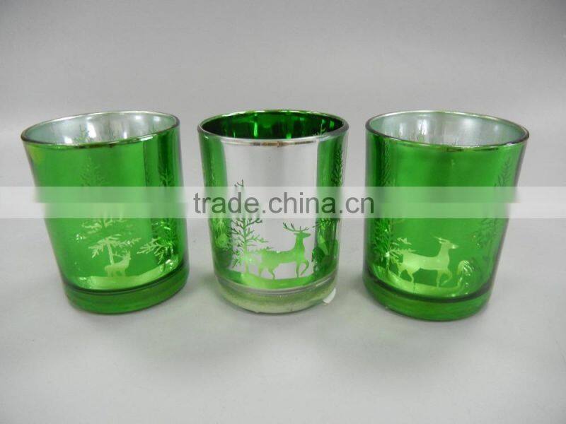 Glass candle holder with LED for christmas