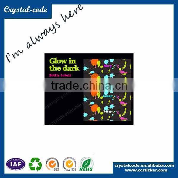 glow in the dark sticker paper,fluorescent alphabet or letter sticker labels