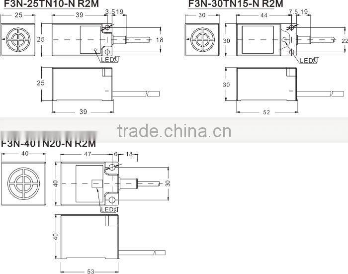 F3N series Big Rectangle Proximity Switches Sensors, long and wide range sensors