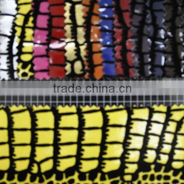 PU leather wholesale lots for sell with flock design for bag use