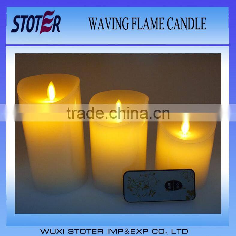 Paraffin Wax Material and moving wick LED candle with timer