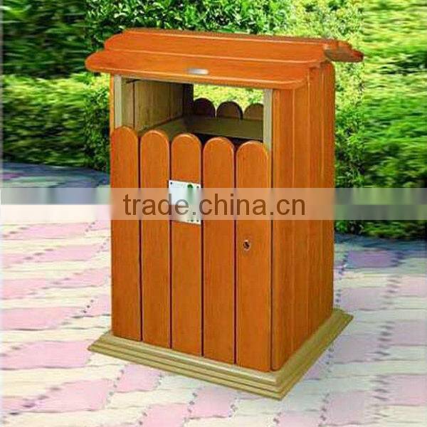 D-062 tin park recycle garbage bin/wood rubbish barrel