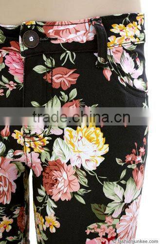 Floral Print Stretch Sexy Skinny Denim Jeans