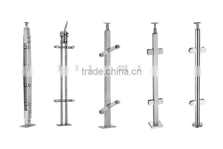 Fence tube, 42,4x2,0mm, H:958mm, M8 one-sided, for glass clamp, stair, AISI 304 satin