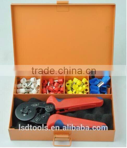 LSD good quilty LSC8-6-4TH ferrule crimper set with cable-end ferrules crimping tool and several terminals combinedin iron box