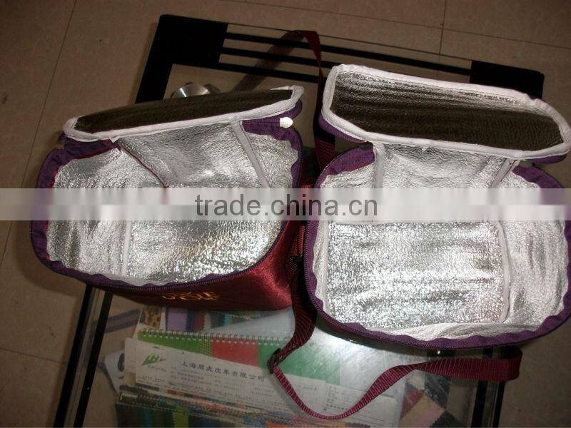 manufacturer shoulder belt epe foam aluminum foil fabric zipper bag