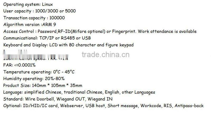 fingerprint electronic attendance register and fingerprint access control systems