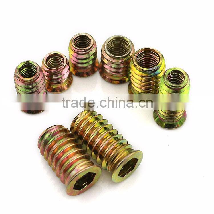Odm good quality zinc alloy colorful furniture wood insert nut