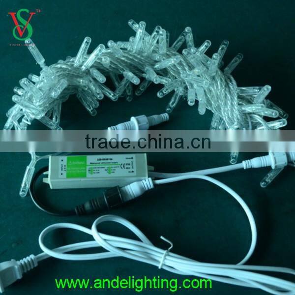 12V outdoor use rubber cable christmas led string light with driver