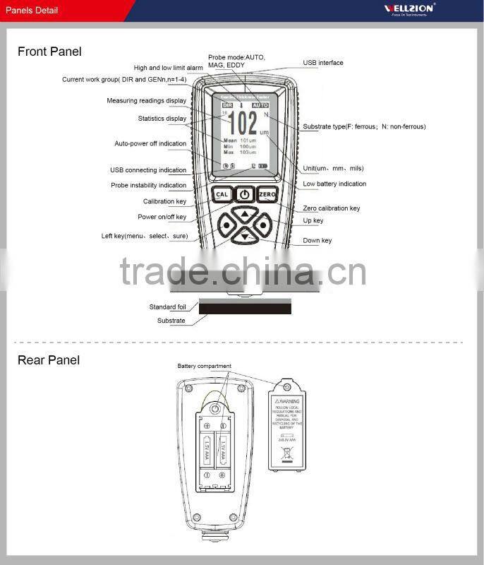 EC-770,coating thickness gauge,digital thickness tester,0~1300um; 0 to 51.2mils