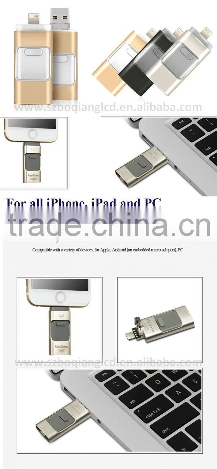 3 in 1 Muti-functions i-Flash Drive U Disk OTG for iPhone Android PC 8GB/16GB/32GB/64GB/128GB