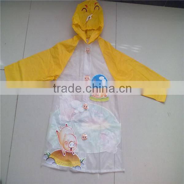 waterproof plastic raincoat for kids/kids PVC raincoat/printed kids poncho raincoat