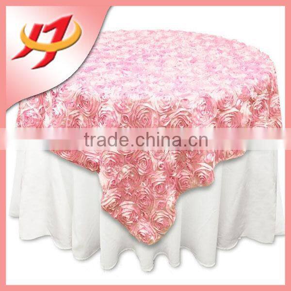 Wedding decorative satin rosette table cover round table overlay