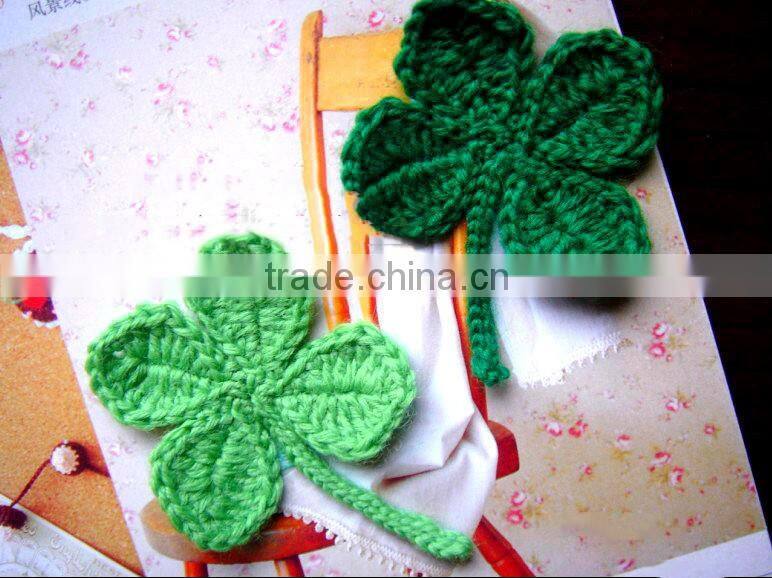 Four Leaf Clover design crochet flower for garment