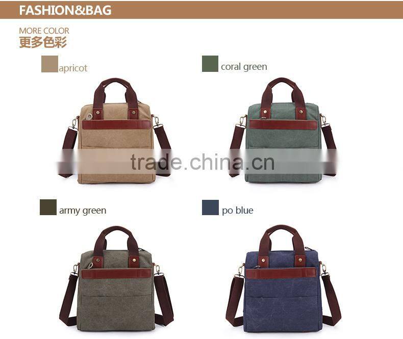 2016 good selling canvas bag leather handle cotton canvas tote unisex handbag