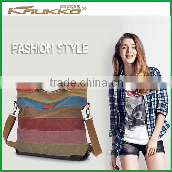 Women Multi color Canvas Striped Cross body Bags fashion satchel bags top quality college Canvas Tote Handbags