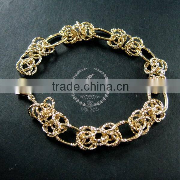 20cm 14K light gold plated brass faceted circle round oval link fashion DIY bracelet supplies 1900065