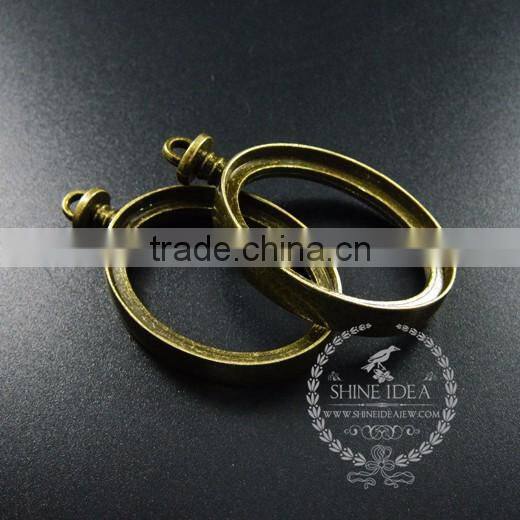 30x40mm vintage style bronze alloy oval pendant charm DIY bezel setting glass tray jewelry supplies 1810426