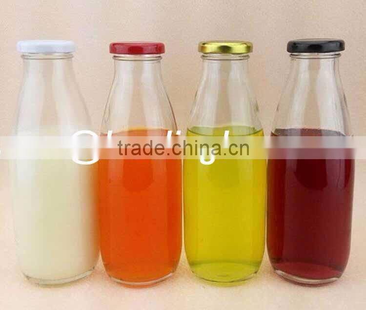 Dairy Reusable Glass Milk Bottles with Metal Lids