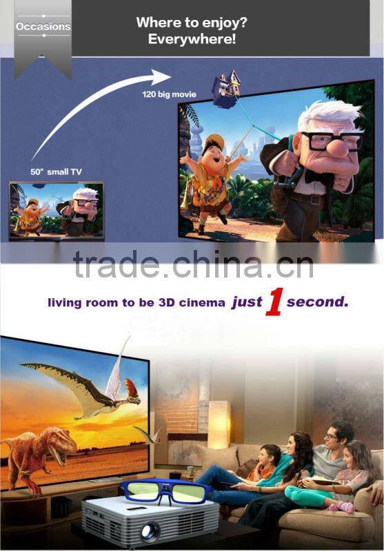 2015 Hot Sales! High Standard Ultra HD Bluetooth 4.0 3D LED Portable Projector/Home Projector/Mini Projector Support WIFI