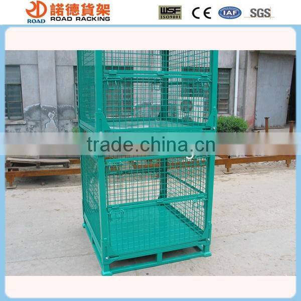 Wire mesh heavy duty steel collapsible cage pallet