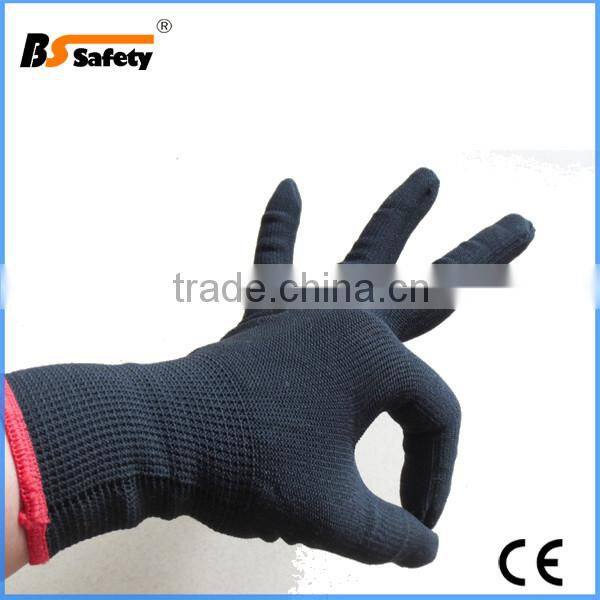 BSSAFETY gray and black color polyester nylon working glove no coating