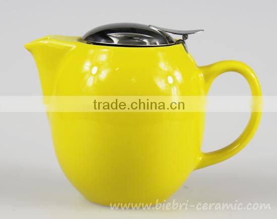 350ml Elegant Yellow Color Glazed Mini Chinese Ceramic Teapot With Stainless Steel Infuser And Lids