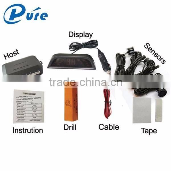 4 Sensors Wireless Car Park Sensor/Auto Parking Sensor System with Three-step BiBi Sound or Human Voice Alarm