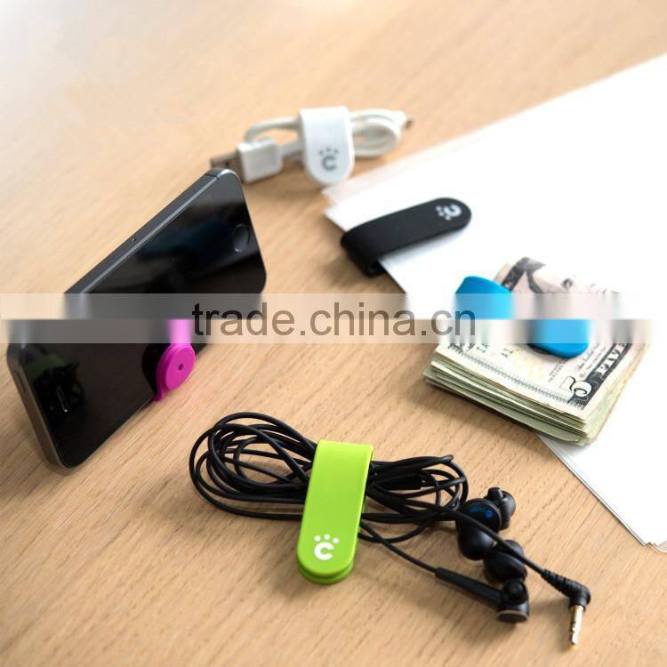 new design Multi-function silicone cable clip,paper/money clip,phone holder for promotion