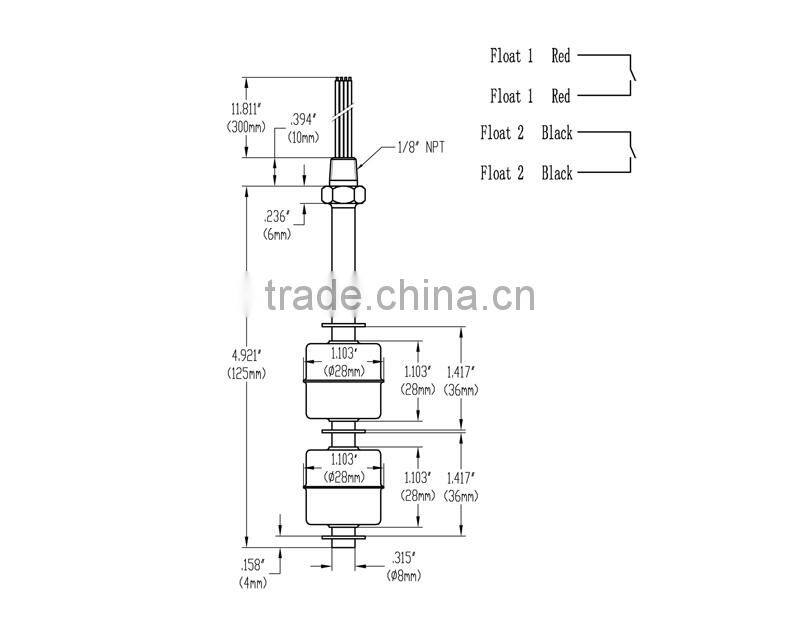 MR10125-2S OEM stainless steel float ball level switch water level sensor