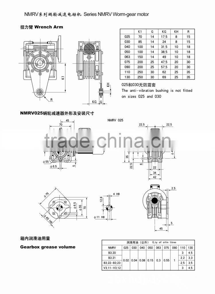 DC worm drive gearbox worm drive motor 12V/24V
