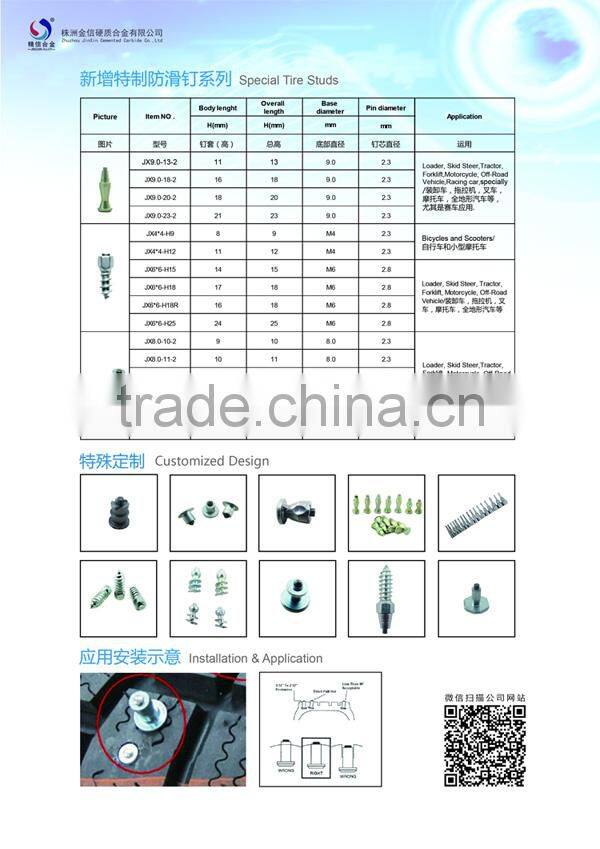Carbide Shoes/Bicycles/Moto/ tire studs with customized