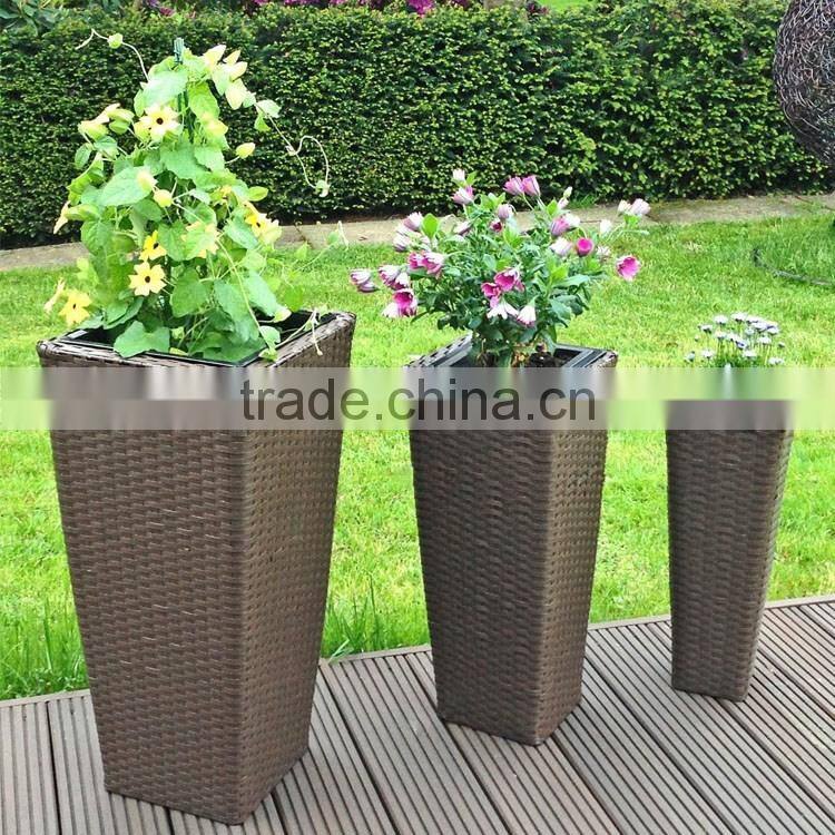 Outdoor garden patio decor plastic rattan plant pots tall large planters